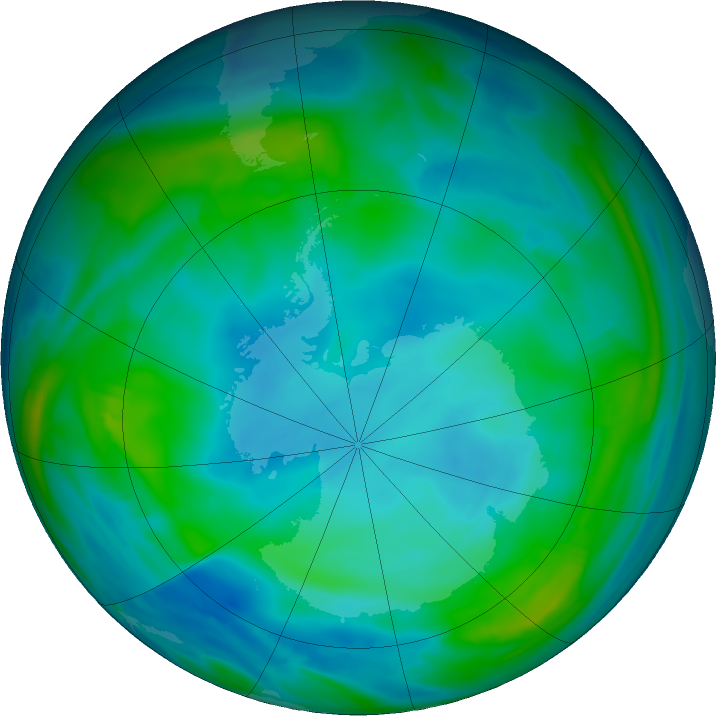 Antarctic ozone map for 12 June 2021